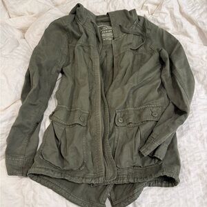 American Eagle Outfitters Green Utility Jacket Casual Fit
